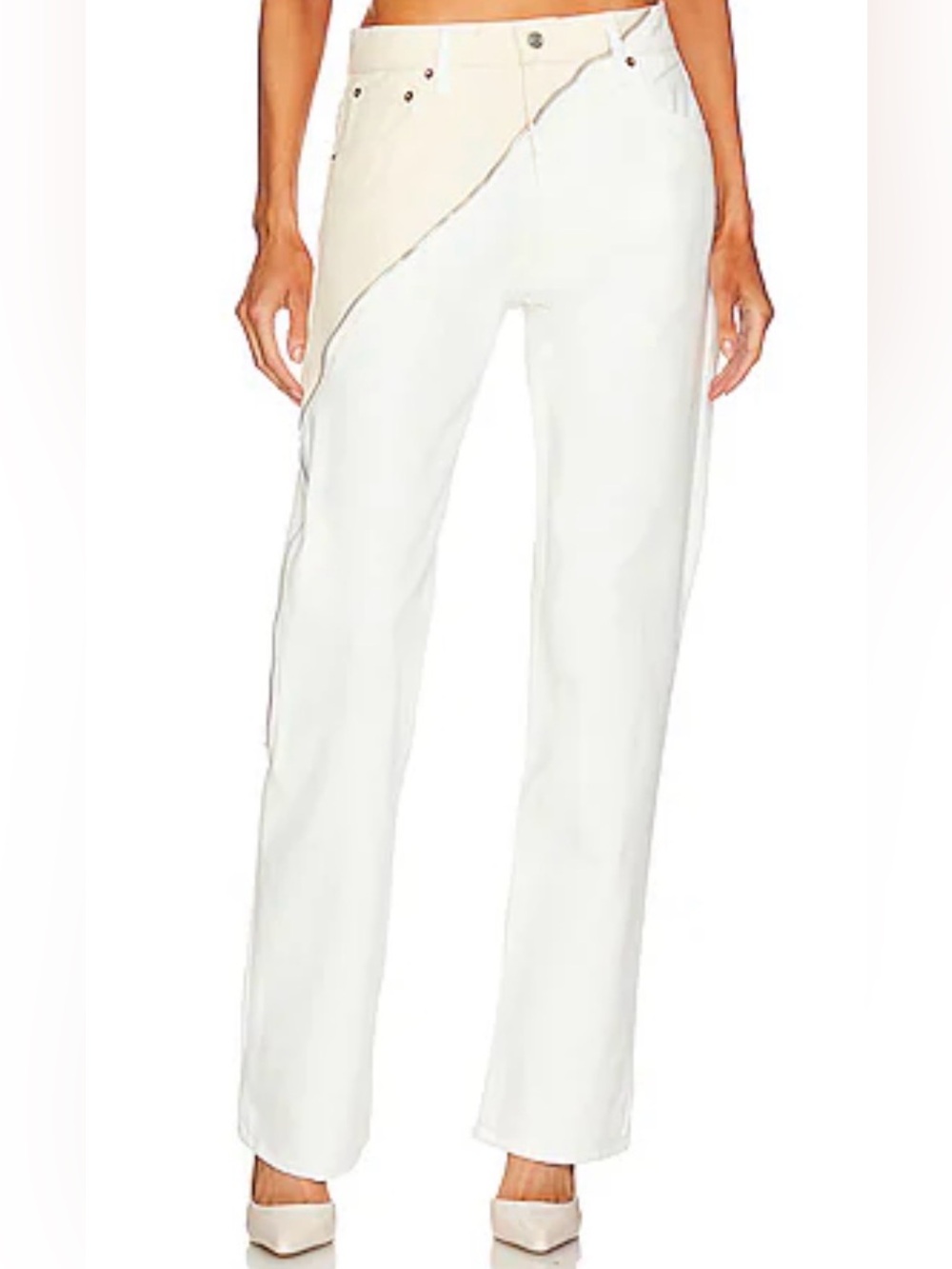 NWT EB Denim Gemini Zipper Jeans in Bone